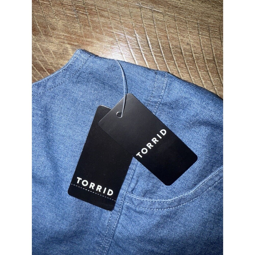 NWT Torrid Blue Chambray Denim Shortalls Overalls Square Neck Size 1X 14-16 NEW - Picture 8 of 16
